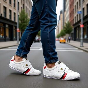 Men's Misano Strap Leather and Synthetic Trainers Sneakers Size 10.5